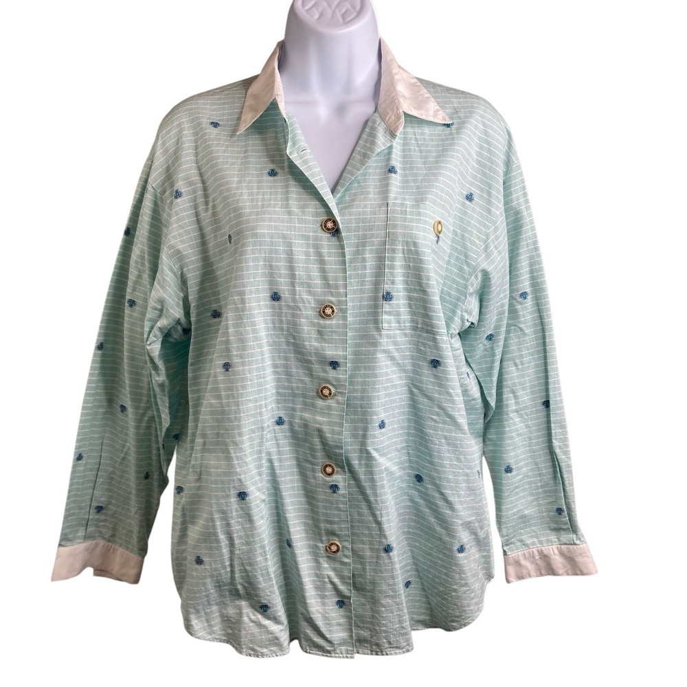 Nevada Mme Forgues Women's Striped Button Up Cotton Shirt Size 38 Japanese‎